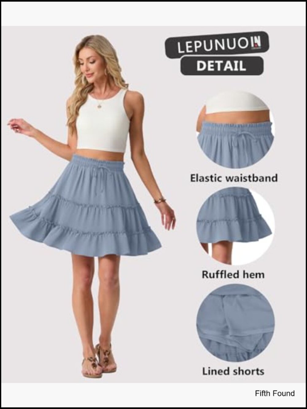 Flowy Boho Skort with Built-in Shorts, Pockets, Ruffle Tiered Design - Picture 4 of 7